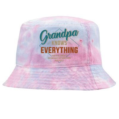 Funny Grandpa Knows Everything For Fathers Day Tie-Dyed Bucket Hat