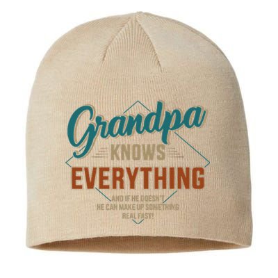 Funny Grandpa Knows Everything For Fathers Day Sustainable Beanie