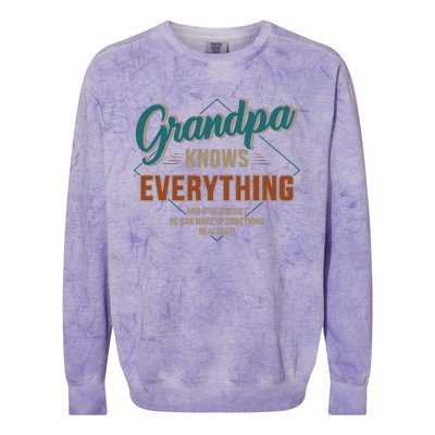 Funny Grandpa Knows Everything For FatherS Day Cute Gift Colorblast Crewneck Sweatshirt