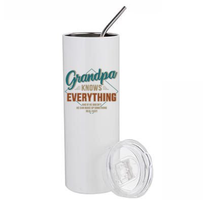 Funny Grandpa Knows Everything For FatherS Day Cute Gift Stainless Steel Tumbler