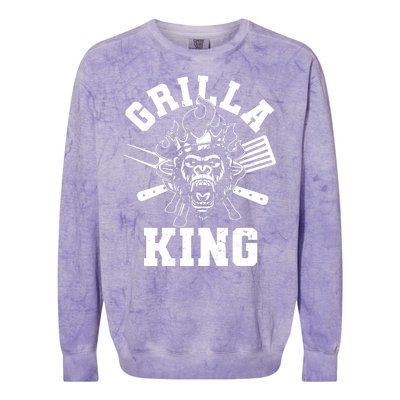 Funny Grilla King Gorilla King Of The Grill Colorblast Crewneck Sweatshirt