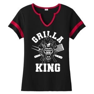 Funny Grilla King Gorilla King Of The Grill Ladies Halftime Notch Neck Tee