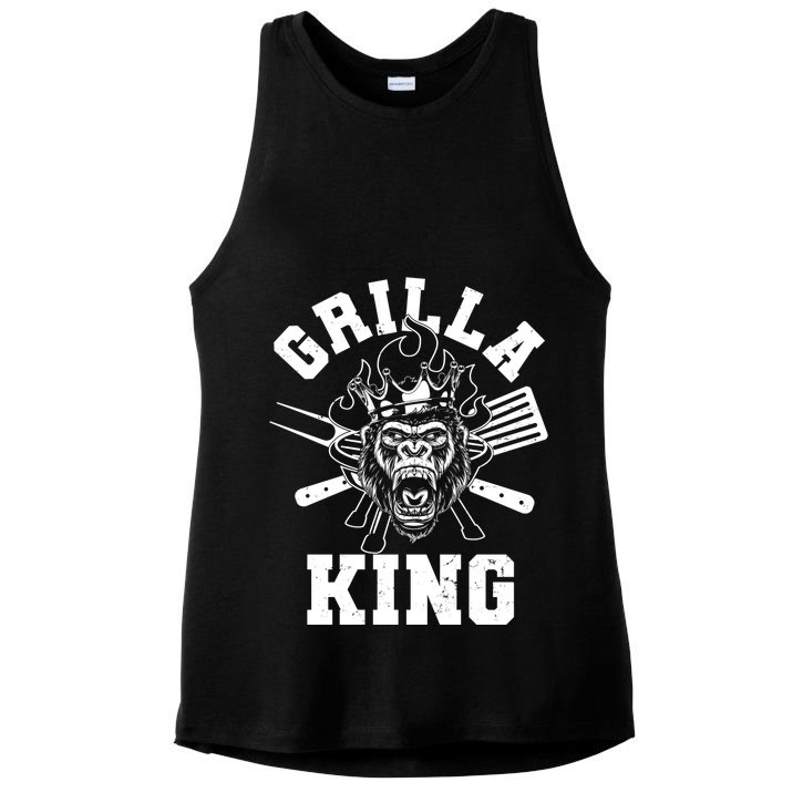 Funny Grilla King Gorilla King Of The Grill Ladies PosiCharge Tri-Blend Wicking Tank