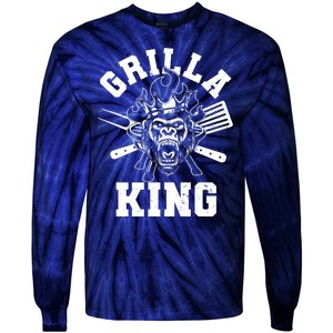 Funny Grilla King Gorilla King Of The Grill Tie-Dye Long Sleeve Shirt