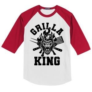 Funny Grilla King Gorilla King Of The Grill Kids Colorblock Raglan Jersey