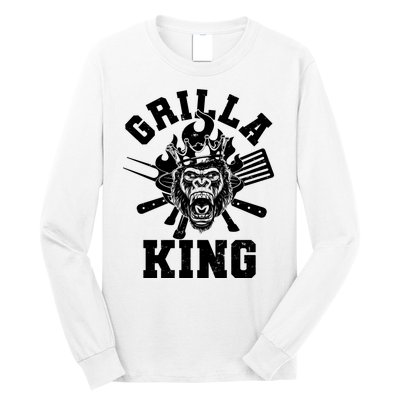 Funny Grilla King Gorilla King Of The Grill Long Sleeve Shirt