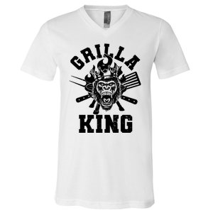 Funny Grilla King Gorilla King Of The Grill V-Neck T-Shirt