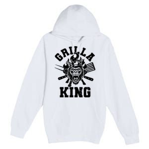 Funny Grilla King Gorilla King Of The Grill Premium Pullover Hoodie