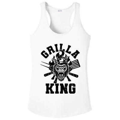 Funny Grilla King Gorilla King Of The Grill Ladies PosiCharge Competitor Racerback Tank