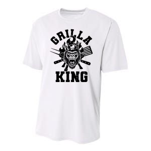 Funny Grilla King Gorilla King Of The Grill Youth Performance Sprint T-Shirt