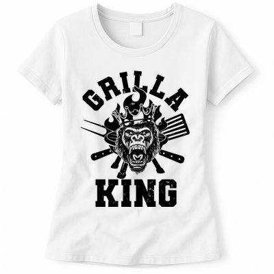 Funny Grilla King Gorilla King Of The Grill Womens T-Shirt