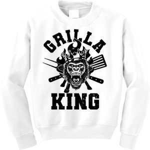 Funny Grilla King Gorilla King Of The Grill Kids Sweatshirt