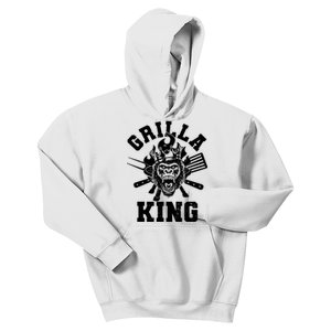 Funny Grilla King Gorilla King Of The Grill Kids Hoodie