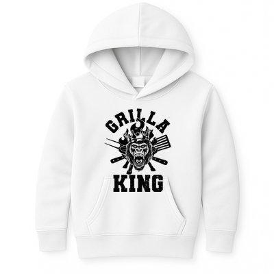 Funny Grilla King Gorilla King Of The Grill Kids Hoodie