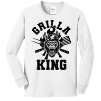 Funny Grilla King Gorilla King Of The Grill Kids Long Sleeve Shirt