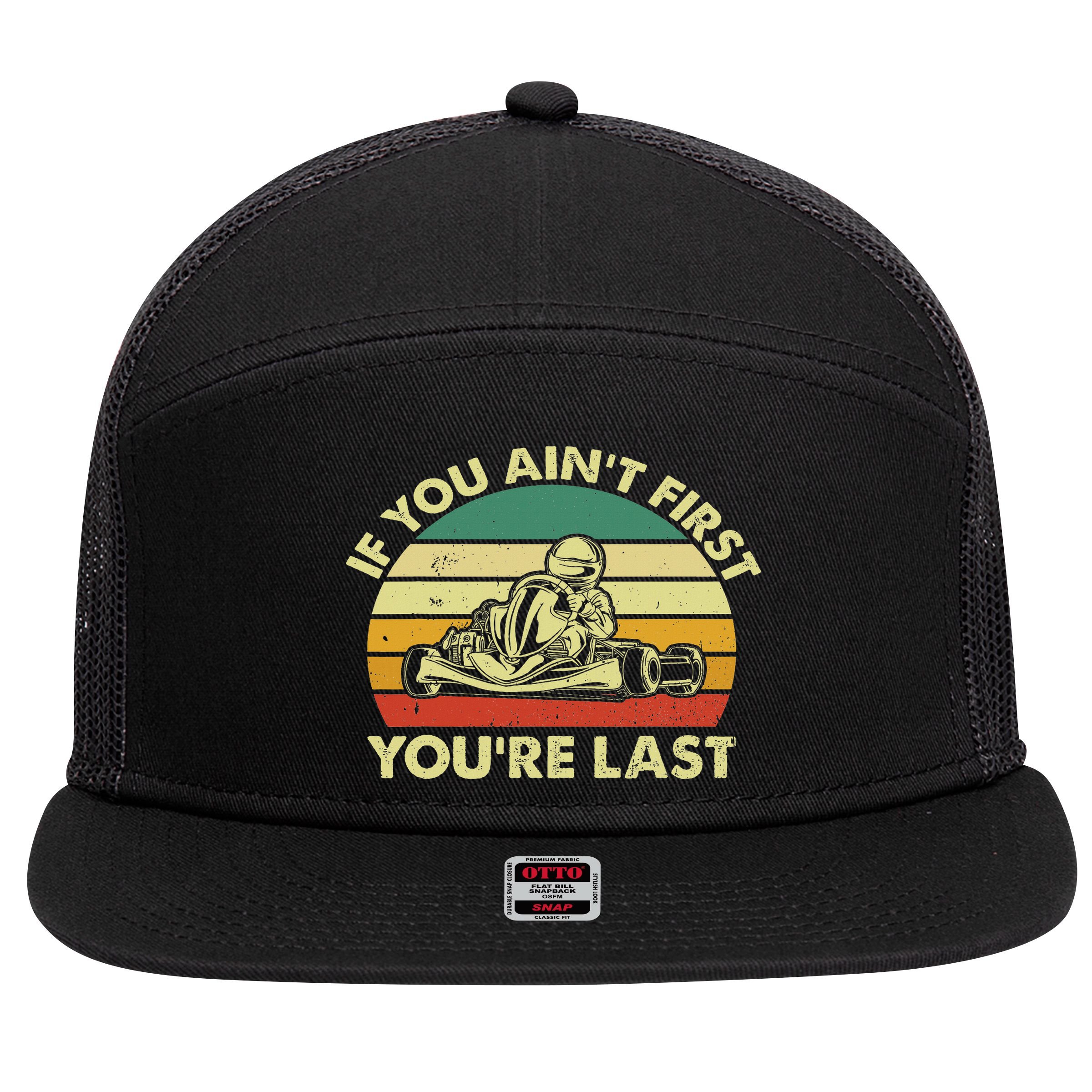 Funny Go Kart Racing Race Car Kart Racer 7 Panel Mesh Trucker Snapback Hat
