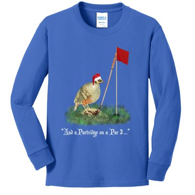 Funny Golf Lovers Partridge On A Par 3 Christmas Song Parody Gift Kids Long Sleeve Shirt