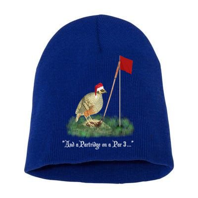 Funny Golf Lovers Partridge On A Par 3 Christmas Song Parody Gift Short Acrylic Beanie