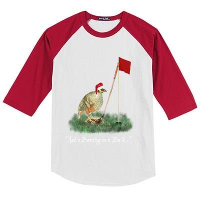 Funny Golf Lovers Partridge On A Par 3 Christmas Song Parody Gift Kids Colorblock Raglan Jersey