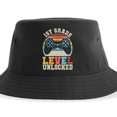First Grade Level Unlocked Gamer 1st Day Of School Boys Sustainable Bucket Hat
