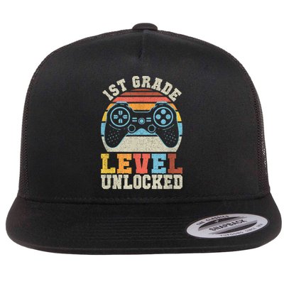 First Grade Level Unlocked Gamer 1st Day Of School Boys Flatbill Hat