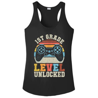 First Grade Level Unlocked Gamer 1st Day Of School Boys Ladies PosiCharge Competitor Racerback Tank