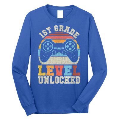 First Grade Level Unlocked Gamer 1st Day Of School Boys Long Sleeve Shirt