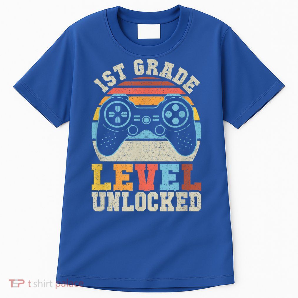 First Grade Level Unlocked Gamer 1st Day Of School Boys Tall T-Shirt