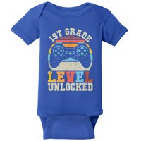 First Grade Level Unlocked Gamer 1st Day Of School Boys Baby Bodysuit