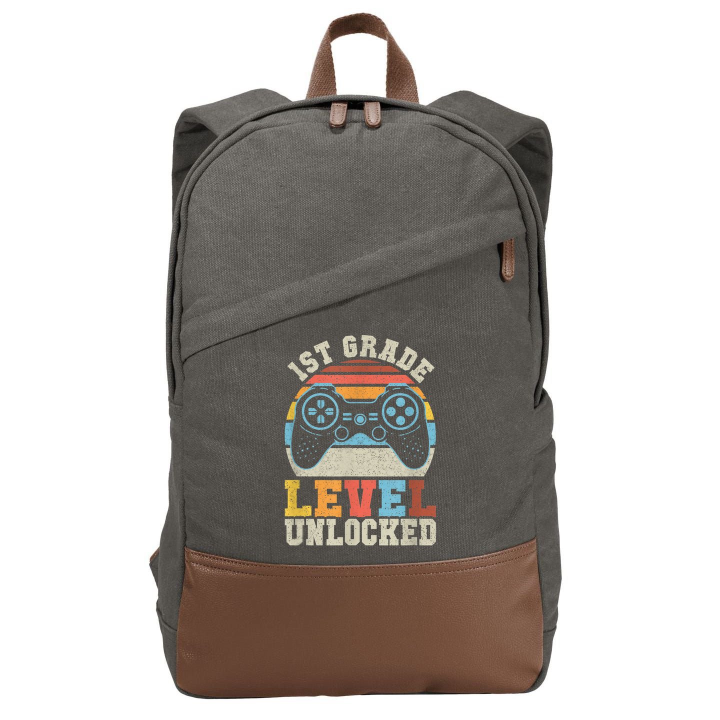 First Grade Level Unlocked Gamer 1st Day Of School Boys Cotton Canvas Backpack