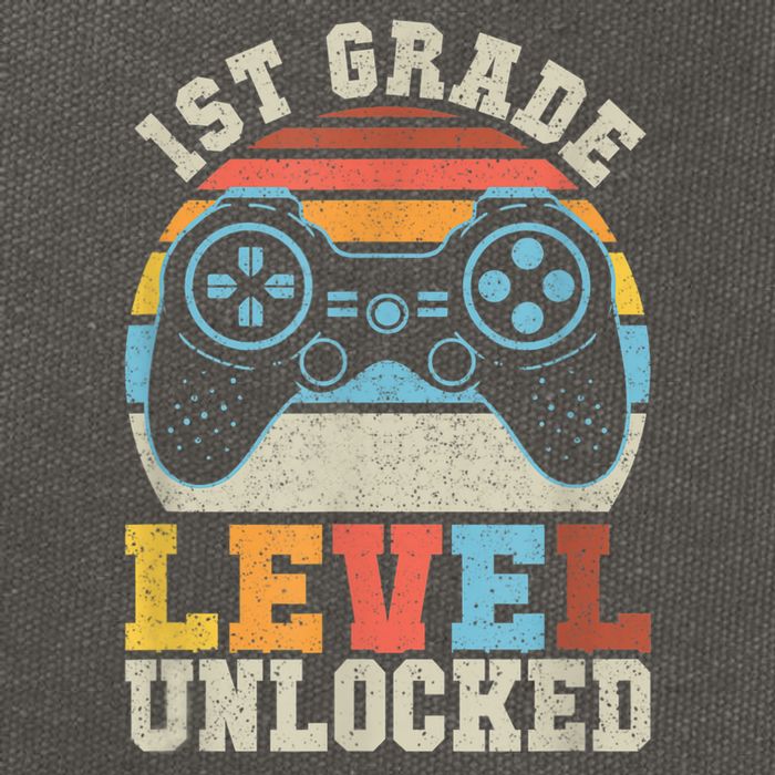First Grade Level Unlocked Gamer 1st Day Of School Boys Cotton Canvas Backpack