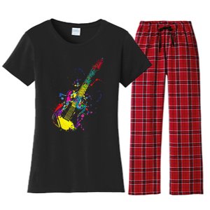 Funny Guitar Lovers Guitarist Musician Band Playing Women's Flannel Pajama Set