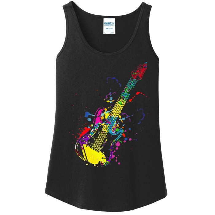 Funny Guitar Lovers Guitarist Musician Band Playing Ladies Essential Tank