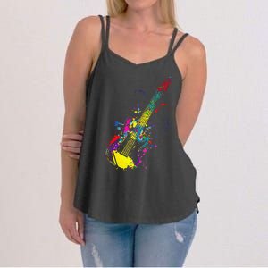 Funny Guitar Lovers Guitarist Musician Band Playing Women's Strappy Tank