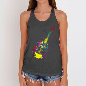 Funny Guitar Lovers Guitarist Musician Band Playing Women's Knotted Racerback Tank