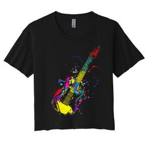 Funny Guitar Lovers Guitarist Musician Band Playing Women's Crop Top Tee