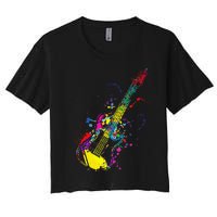 Funny Guitar Lovers Guitarist Musician Band Playing Women's Crop Top Tee