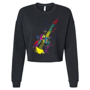 Funny Guitar Lovers Guitarist Musician Band Playing Cropped Pullover Crew