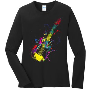 Funny Guitar Lovers Guitarist Musician Band Playing Ladies Long Sleeve Shirt