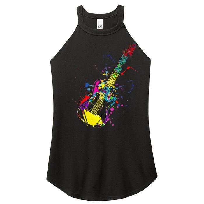 Funny Guitar Lovers Guitarist Musician Band Playing Women's Perfect Tri Rocker Tank