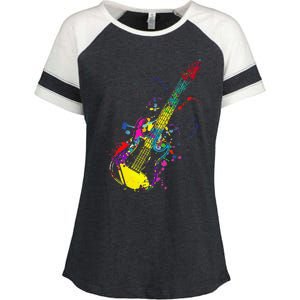 Funny Guitar Lovers Guitarist Musician Band Playing Enza Ladies Jersey Colorblock Tee