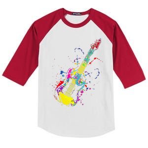 Funny Guitar Lovers Guitarist Musician Band Playing Kids Colorblock Raglan Jersey