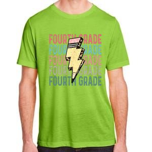 Fourth Grade Lightning Bolt Pencil Retro Teacher Adult ChromaSoft Performance T-Shirt