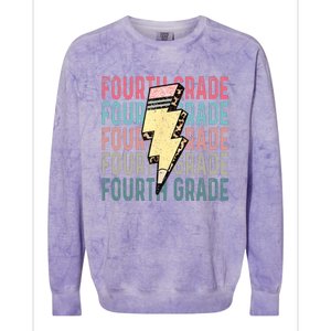 Fourth Grade Lightning Bolt Pencil Retro Teacher Colorblast Crewneck Sweatshirt