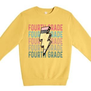 Fourth Grade Lightning Bolt Pencil Retro Teacher Premium Crewneck Sweatshirt