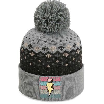 Fourth Grade Lightning Bolt Pencil Retro Teacher The Baniff Cuffed Pom Beanie