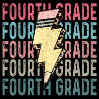 Fourth Grade Lightning Bolt Pencil Retro Teacher Cooling Performance Crew T-Shirt