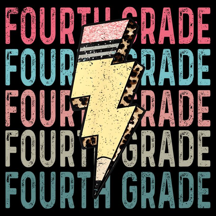 Fourth Grade Lightning Bolt Pencil Retro Teacher Cooling Performance Crew T-Shirt