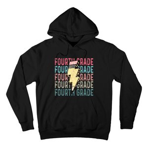 Fourth Grade Lightning Bolt Pencil Retro Teacher Hoodie