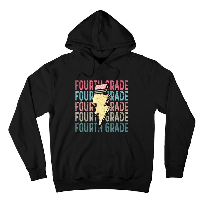 Fourth Grade Lightning Bolt Pencil Retro Teacher Hoodie